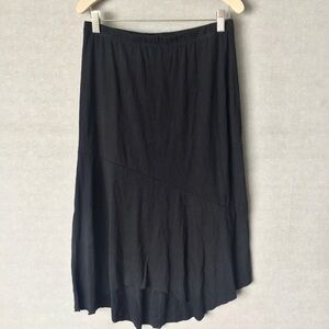 Chalet Et Cici Black Boho Asymmetric Midi Skirt Size Small
